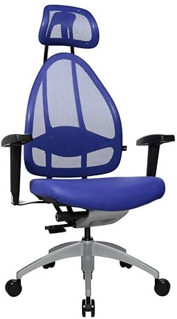 Topstar J170T S18 Open Art 10, Design- und Komfort-Drehstuhl, Bürostuhl, Schreibtischstuhl, inkl. Armlehnen, blau, alusilber, Sitzhöhe: 44 - 52 cm