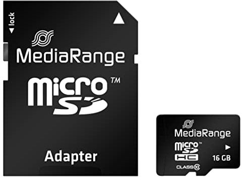 MediaRange micro SDHC Speicherkarte mit SD Adapter 16GB - Geschwindigkeit Klasse 10, Lesegeschwindigkeit bis 45 MB/s, externer Datenspeicher für mobile Endgeräte wie Digitalkameras oder Smartphones