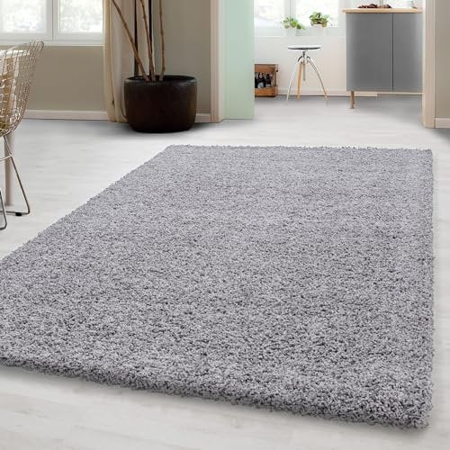 Carpetsale24 Shaggy Hochflor Teppich, 300x400 cm, Hellgrau, weich, flauschig, modern, einfarbig, Für sehr große Räume, für Wohnzimmer Schlafzimmer Flur