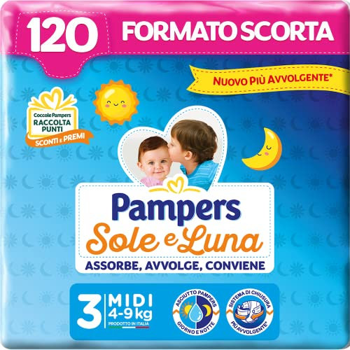 Pampers Sonne und Mond Midi Windeln, Größe 3 (4-9 kg), 120 Windeln