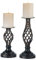 Nuptio Pillar Candle Holders Black - Vintage Metal Candles Stand Candlestick Holder Gothic, Christmas Halloween Home Living Room Fireplace Party Wedding Table Centrepiece Decor, 2 Pieces(22cm + 29cm)