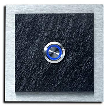 Edelstahl-Schiefer Türklingel - Klingel Klingelplatte Edelstahl Klingelknopf (10x10 cm)
