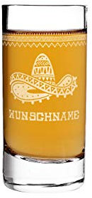 Herz & Heim® Tequila Shot Glas mit Gravur des Wunschnamens - mexikanische Motive zur Auswahl Sombrero
