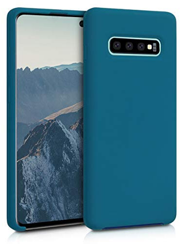 kwmobile Hülle kompatibel mit Samsung Galaxy S10 Plus / S10+ Hülle - Silikon Handy Case - Handyhülle weiche Oberfläche - kabelloses Laden - Petrol matt