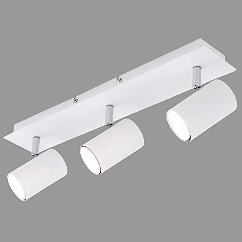BRILONER - Deckenlampe schwenkbar, GU10 Fassung, max. 40 Watt, Deckenleuchte, Lampe, Wohnzimmerlampe, Schlafzimmerlampe, Küchenlampe, Deckenstrahler, Deckenbeleuchtung, 45x8x12,3 cm, Weiß