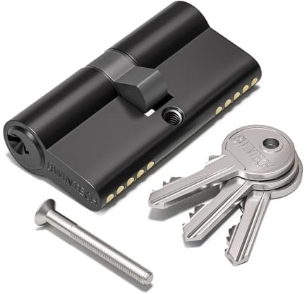 Bwintech 70mm(35/35) Black Euro Cylinder Lock,Door Barrel Lock,Key/Key with 3 Standard Keys,Anti-Pick,Anti-Bump,Anti Drill,High Security for UPVC,Wooden,Composite Doors