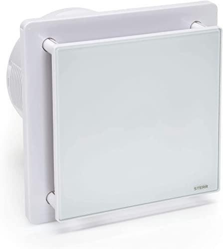 STERR White Bathroom Fan 6 inches / 150 mm with HYGROSTAT - Extractor Fan - Glass Front - Modern Look - BFS150H - 25 W