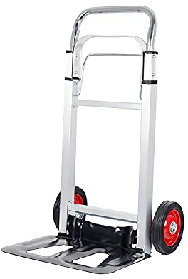 Heavy Duty Aluminium 90kg Folding Foldable Hand Sack Truck Barrow Cart Trolley Industrial Warehouse Hand Truck, Sack Truck
