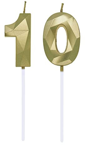 Geburtstagskerzen Zahlen 0 und 1, 1. Geburtstag Zahl Kerzen Geburtstagskerzen Cake Topper 10. Geburtstag Kuchendeko Kuchen Dekoration, für Hochzeit Party Hochzeit Jahrestag Feier Gold
