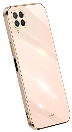 Topme Silikonhülle für Huawei P40 Lite 4G (6.4 Inches), [handyhülle im Goldrand-Stil] - Rosa