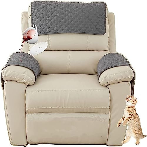 HYRAM Sesselschoner Für Relaxsessel Mit Armlehnen, 95% Wasserdicht Sesselauflage Für Fernsehsessel, 3 Sitzer rutschfest Armlehnenschoner Mit Taschen (1 Seater(3pcs),Dark Gray)