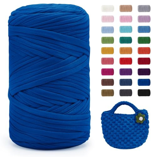 Uiopa 400g/120m T-Shirt Garn, T-Shirt Bändchengarn Zum Häkeln, Häkelgarn Dickes Garn für Häkeltaschen/Körbe/Teppiche, Heimdekoration, DIY-Kunsthandwerk