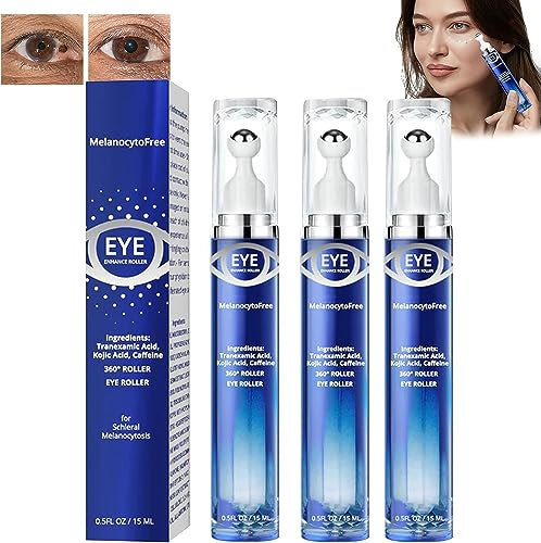 MelanocytoFree Eyes Enhance Roller, Caffeine Eye Cream with 360° Massage Ball Reduce Wrinkles and Fine Lines, Bags Under Eyes (3 Pcs)