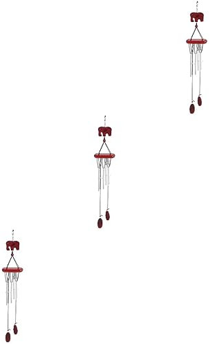 Happyyami 3st Glockenblume Aus Holz Mobiler Windfänger Hölzerne Windglocke Yoga-Zen-Windspiel Hausgemachte Windspiele Hängende Verzierung Auto-Ornament Aluminiumrohr Sonnenblende Massivholz