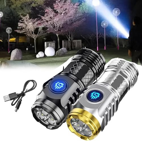 Ahuuen Lampe Lorche LED Rechargeable | Lampe Torche LED Ultra Puissante | Lampe De Poche De Monstre À Trois Yeux | Lampe De Poche Étanche | 5 Modes | pour Camping, Randonnée, Et Urgences