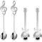 4Pcs cuchara de café para guitarra,Cuchara de Mezcla musicales,Cucharitas de Café de Guitarra,cuchara de café para notas musicales,Juego de cucharas de café para guitarra,para Té,leche,café,postre
