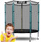Neo-Sport - Gartentrampolin für Kinder - Ø 140 cm - mit hohem Schutznetz und Reißverschluss - Niedrig, Klein - Indoor & Outdoor Spielgeräte - Spielplatz, Draußen, Haushalt Dunkelgrün - Schwarz