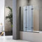 Duschwand für Badewanne Faltbar 140 x 140 cm 3 teilig Faltbar mit 6mm Sicherheitsglas NANO Beschichtung Faltwand,Schwarz Aluminiumrahmen, leicht zu Reinigen