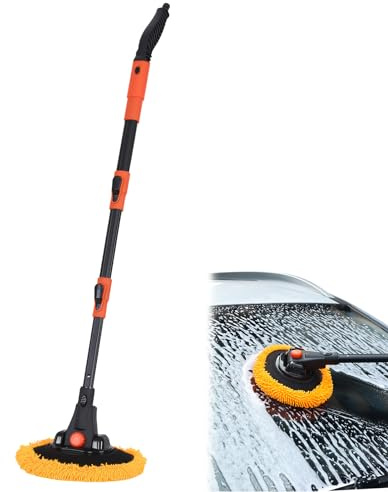 Autowaschbürste Waschbürste Auto mit Teleskopstiel 71-100CM, teleskop waschbürste Autowaschmopp mit Langer Griff, Multifunktionale Reinigungsbürste Auto für KFZ, Wohnmobil, LKW, Fenster
