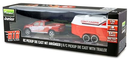 Amewi RC Pickup Die Cast ferngesteuert mit Pferdeanhänger 1:64 RTR rot Kinder ab 6 Jahre