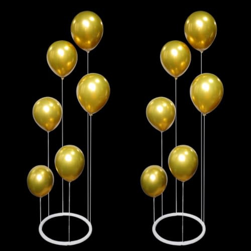DeryArcle 2 set runda ballongstativ, bröllopsballonghållare med bas, födelsedag ballonghållare, ballongstativ kit för bord examensfest (rund bas)