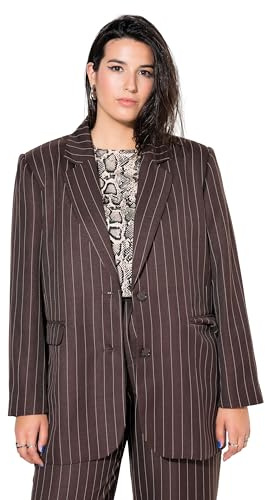 Studio Untold Damen große Größen Übergrößen Plus Size Blazer, Oversized, Nadelstreifen, Schimmer Dunkelbraun 50+ 835117341-50+