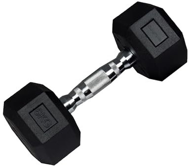 wuuhoo® Hexagon-Hanteln Dorian 2,5-27,5 kg Robuste, gummierte Gusseisen-Hanteln für Krafttraining zu Hause, ergonomischer Griff, perfekt fürs Homegym, auch als 2er-Set erhältlich 6 kg