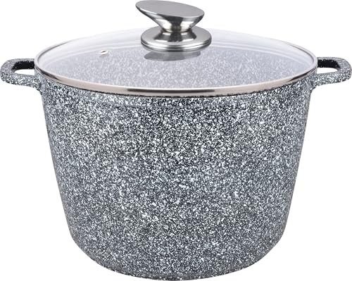 Royal Swiss® Induktionskochtopf – Induktionspfanne mit abnehmbaren Griffen – Ø 28 cm/10.5 Liter – Suppentöpfe mit Deckel, Pfanne für alle Herdarten, Antihaftbeschichtung, Snew White (Snew White, 28)