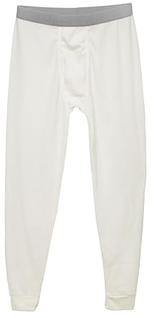 Thermal Underwear Pants for Men Long Johns Cotton Blend Base Layer Waffle Knit Bottoms Classic Cold Weather Off-White