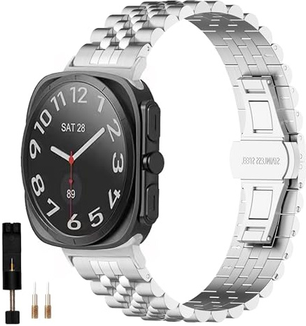SMYAOSI Correa Compatible con Galaxy Watch 8 Ultra 2 Brazalete, Metal Pulsera de Repuesto Acero Inoxidable Correas para Galaxy Watch 8 40mm 44mm/Watch8 Classic Smartwatch Accesorios (Argento)
