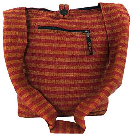 GURU SHOP Sadhu Bag Gestreift, Goa Tasche, Schulterbeutel - Orange, Unisex - Erwachsene, Baumwolle, 35x35x25 cm