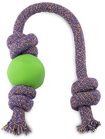 Beco Dog Toy - Natural Rubber Ball on a Rope, Small, Extra Strong, Chew Toy, Green
