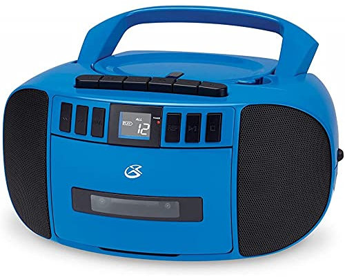 GPX BCA209BU Boombox portátil Am/FM con reproductor de CD y cassette, azul