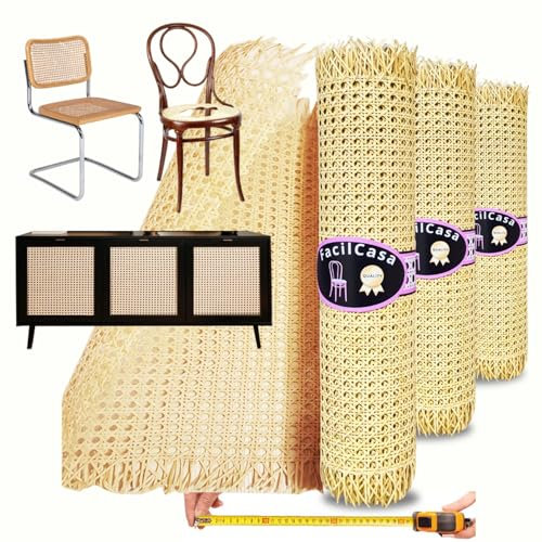 FacilCasa Cane Webbing Rattan Roll, cm cm 180x45 Rattan Geflecht Natürliches Rattan Gurtband für Caning-Projekte, für die Restaurierung von Thonet-Stühlen, Rattan Webbing Heimwerker Möbel