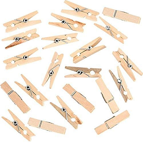 abrakado.nath Set 24 Mini Pince A Linge Bois 2.5 CM Scrapbooking Marque Place