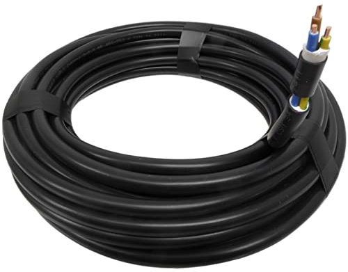 15 Metres 2.5mm 3 Core CYKY-J Cable 450/750V Black Tough Heavy Duty - Ideal Outdoor Garden Electrical Sockets Switches - Solid Core - Same as Hi-Tuff