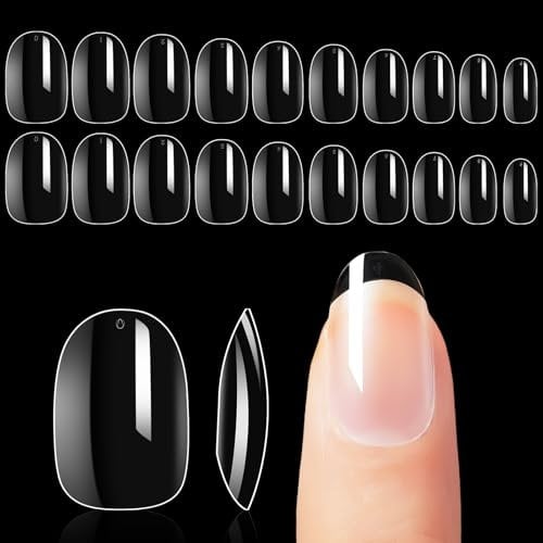 Makartt Nageltips Kurz Ovale - 500 Stück Nail Tips Soft Gel Nagel Tips Full Cover Transparent Falsche Nagelspitzen Set für Gelnägel Acrylnägel Nail Art Runde,10 Größen