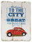 levandeo Wandbild 28x21cm Holz Weiß Blau Welcome Cars Sprüche Sayings Shabby Chic Vintage Käfer Auto Deko Schild