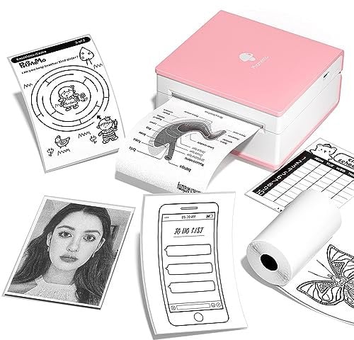 Phomemo Mini Thermodrucker Wireless-Taschendrucker On-The-Go-Empfangsdrucker, 203 DPI, Mini Drucker kompatibel mit Android iPhone und iPad, Thermofotodrucker für Journal, Kinder, Geschenk, Pink