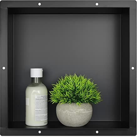 Bernkot Stainless Steel Shower Niche 12 X 12 Matte Black No Tile Needed Niche Shower for Bathroom Storage Recessed Wall Niches Bathroom Shelf Flush Mounted Installation