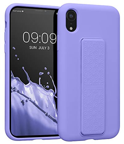 kwmobile Case Compatible with Apple iPhone XR - Case with Hand Strap and Stand Soft TPU Silicone Coating - Lavender