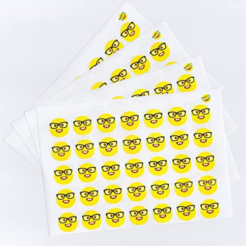 140 Nerd Emoji-Gesichtsaufkleber – glänzende, wasserdichte Vinyl-Aufkleber, geeignet für jede Anwendung, Zweck oder Grund.