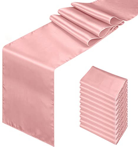 Lot de 10 chemins de table en satin rose de qualité supérieure,30.5x274.3 cm de long,Pour tables rectangulaires et rondes,Pour fêtes d'anniversaire, banquets, fête de mariage, remise de diplôme