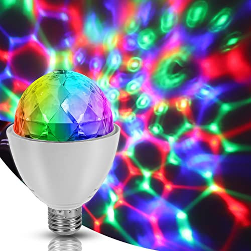 NEWNEN LED Partylicht, E27 3W LED RGB Discokugel Disco Licht, 360° Rotierend Selbstdrehend Disco Beleuchtung für Geburtstagsparty Hochzeitsfest Weihnachten Halloween
