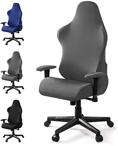 Funda para Silla de Juego, Funda Silla Gaming Elástica Fundas para sillas Oficina Lavable y Extraíble Funda de Silla Cubierta para Silla para Silla de Estilo Carreras (Sin Silla) (Gris, 1Set)