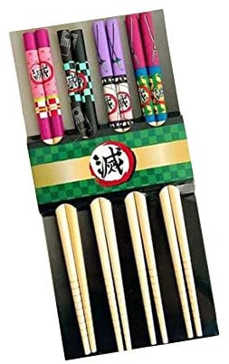 Hashibira Inosuke Anime Chopsticks,Japanese Anime Style 4 Pairs Bamboo Chopsticks Classic Traditional Chinese Tableware Chopsticks Set for Rice Sushi Noodles