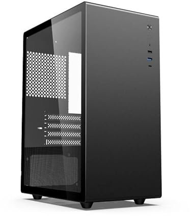 iONZ KZ-35V Zenith - PC Gaming/Office Case, Tempered Glass - Mini Tower, Micro ATX, ITX | Front I/O USB 3.0 Type-C, Black