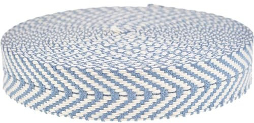 Gurtband 40mm Fischgrät, gemustert, aus nachhaltigem Material | Meterware (blau-natur)