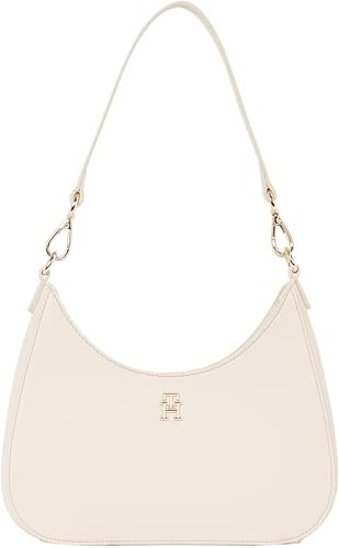 Tommy Hilfiger Damen Schultertasche Logotape mit Reißverschluss, Beige (Sugarcane), Einheitsgröße