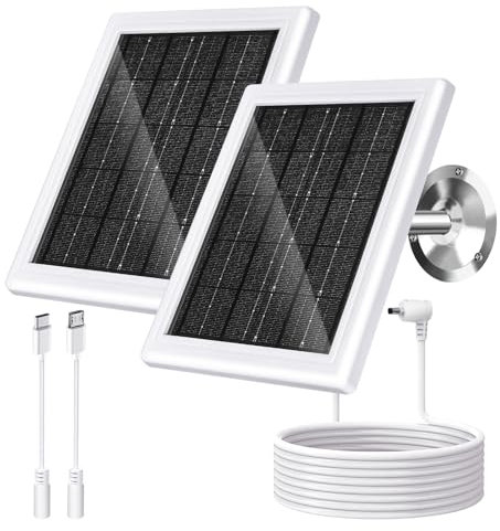 Ring 5W Solar Panel Charger for Security Camera, Ring Camera Compatible, Waterproof Solar Panel with Micro USB and DC Port Cable for Most Cameras